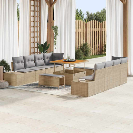 Trädgårdsoffset med kudde Beige 100 x 100 x 71 cm Poly rattan