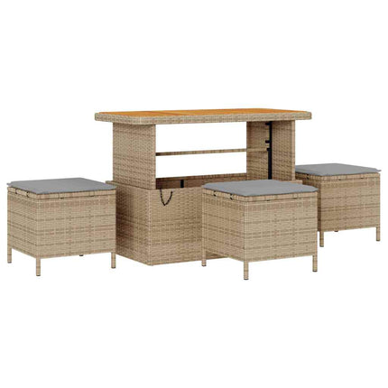 Trädgårdsoffset med kudde med lagring 10 pcs Beige Poly rattan