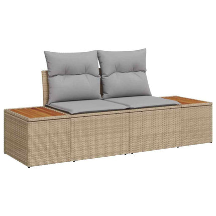 Trädgårdsoffset 9 st 8-Antal sittplatser Beige Poly rattan