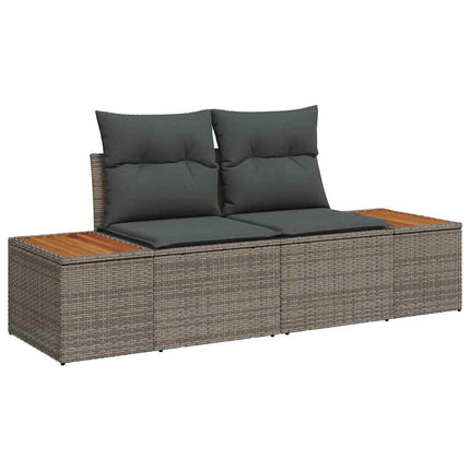 Trädgårdsoffset med kudde med lagring 9 pcs Grå Poly rattan