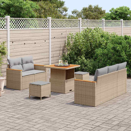 Trädgårdsoffset med kudde 10 pcs Beige och Ljusgrå konstrotting