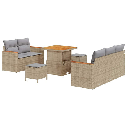 Trädgårdsoffset med kudde 10 pcs Beige och Ljusgrå konstrotting