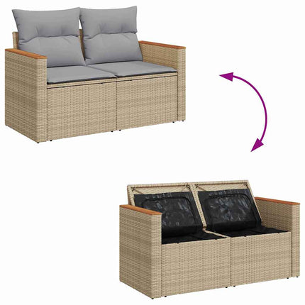 Trädgårdsoffset med kudde 10 pcs Beige och Ljusgrå konstrotting