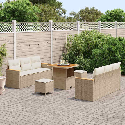 Trädgårdsoffset 11 pcs Beige och gräddfärgad konstrotting