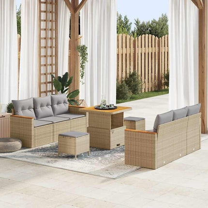 Trädgårdsoffset med kudde 11 pcs Beige och Ljusgrå konstrotting