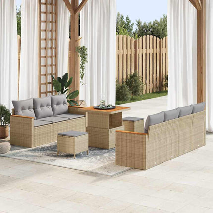 Trädgårdsoffset med kudde 14 pcs Beige och Ljusgrå konstrotting