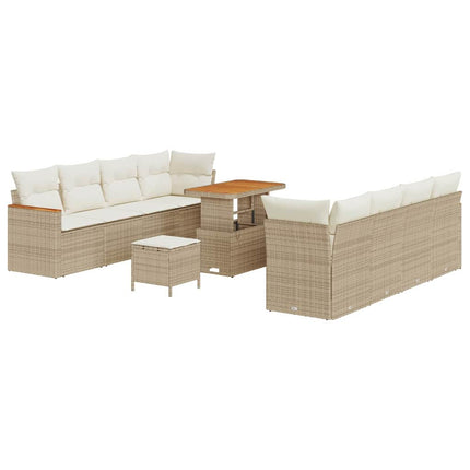Trädgårdsoffset 12 st 10-Antal sittplatser Beige konstrotting