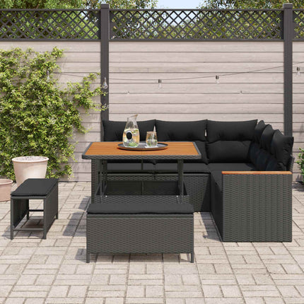 Trädgårdsoffset med kudde 8 pcs Svart Poly rattan