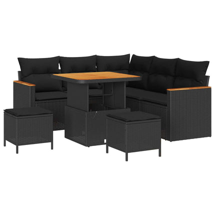 Trädgårdsoffset 8 st 5-Antal sittplatser Svart Poly rattan