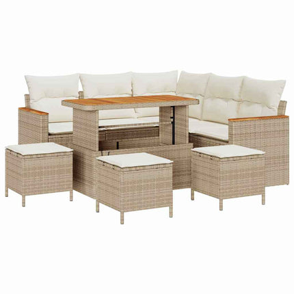 Trädgårdsoffset med kudde med lagring Beige Poly rattan