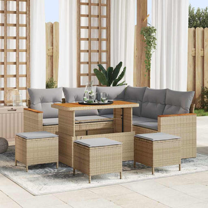 Trädgårdsoffset med kudde med lagring Beige Poly rattan