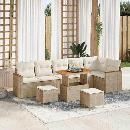 Trädgårdsoffset med kudde med lagring Beige Poly rattan