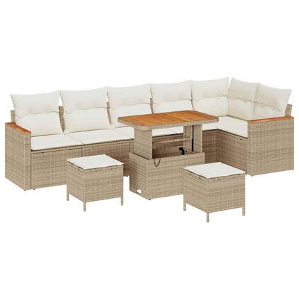Trädgårdsoffset med kudde med lagring Beige Poly rattan