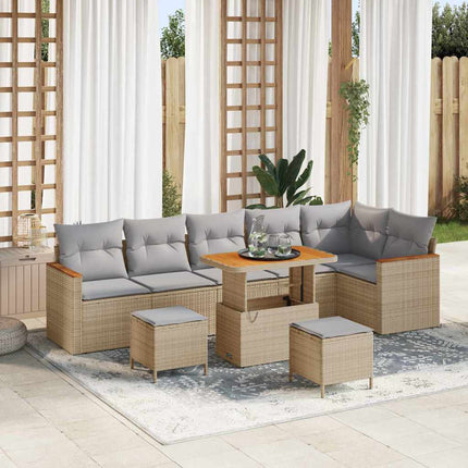 Trädgårdsoffset med kudde med lagring Beige Poly rattan
