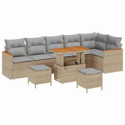Trädgårdsoffset med kudde med lagring Beige Poly rattan