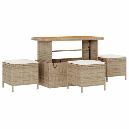 Trädgårdsoffset med kudde 10 pcs Beige Poly rattan