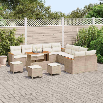 Trädgårdsoffset 18 pcs Beige och gräddfärgad konstrotting