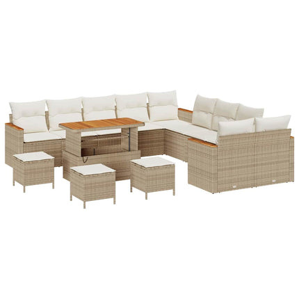 Trädgårdsoffset 18 pcs Beige och gräddfärgad konstrotting