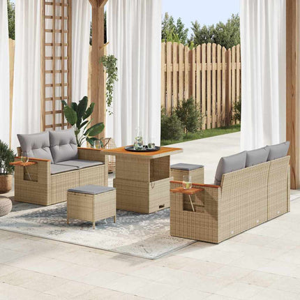 Trädgårdsoffset med kudde 10 pcs Beige och Ljusgrå konstrotting