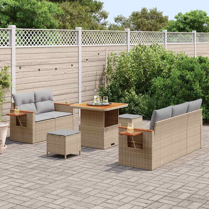 Trädgårdsoffset med kudde 10 pcs Beige och Ljusgrå konstrotting