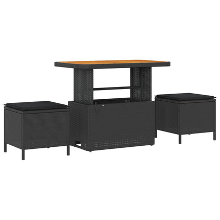 Trädgårdsoffset med kudde 11 pcs Svart konstrotting
