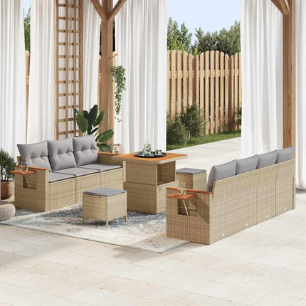 Trädgårdsoffset med kudde 13 pcs Beige och Ljusgrå konstrotting