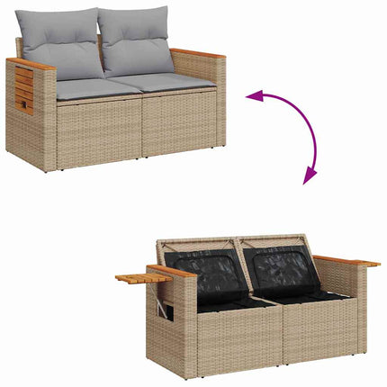 Trädgårdsoffset med kudde 13 pcs Beige och Ljusgrå konstrotting
