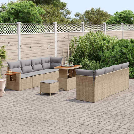 Trädgårdsoffset med kudde 12 pcs Beige och Ljusgrå konstrotting