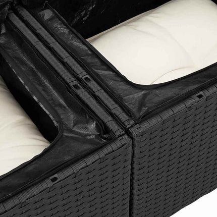 Trädgårdsoffset med kudde 13 pcs Svart och kräm konstrotting