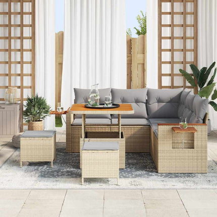 Trädgårdsoffset 9 st 8-Antal sittplatser Beige och Ljusgrå