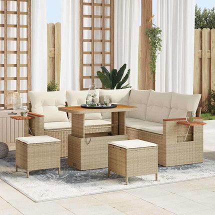 Trädgårdsoffset 9 pcs Beige och gräddfärgad konstrotting