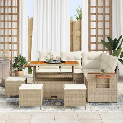Trädgårdsoffset 10 pcs Beige och gräddfärgad konstrotting