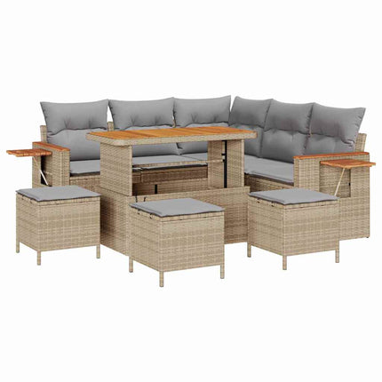 Trädgårdsoffset med kudde 10 pcs Beige och Ljusgrå konstrotting