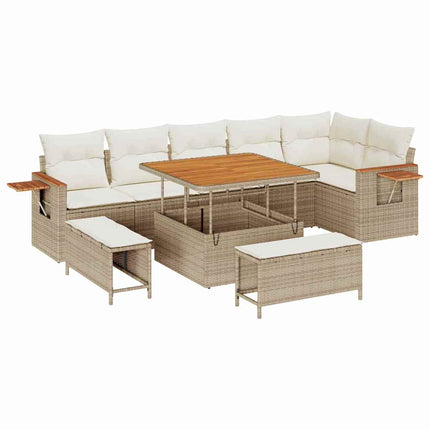 Trädgårdsoffset 11 pcs Beige och gräddfärgad konstrotting