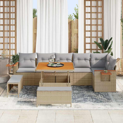 Trädgårdsoffset med kudde 11 pcs Beige och Ljusgrå konstrotting