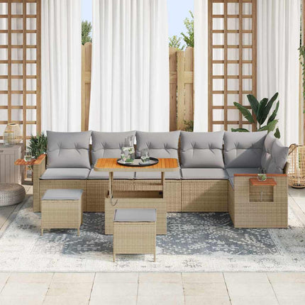 Trädgårdsoffset med kudde 11 pcs Beige och Ljusgrå konstrotting