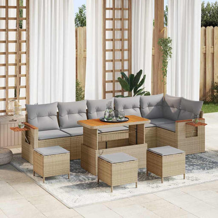 Trädgårdsoffset med kudde 12 pcs Beige och Ljusgrå konstrotting