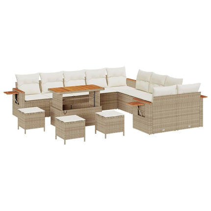 Trädgårdsoffset 18 pcs Beige och gräddfärgad konstrotting