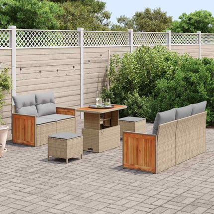 Trädgårdsoffset med kudde 10 pcs Beige och Ljusgrå konstrotting