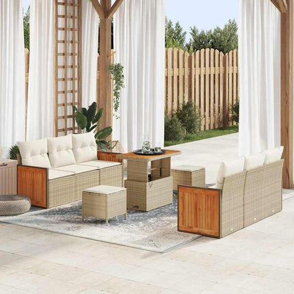Trädgårdsoffset 11 pcs Beige och gräddfärgad konstrotting
