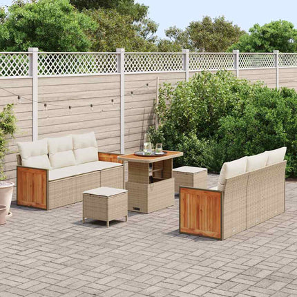 Trädgårdsoffset 11 pcs Beige och gräddfärgad konstrotting
