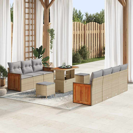 Trädgårdsoffset med kudde 13 pcs Beige och Ljusgrå konstrotting