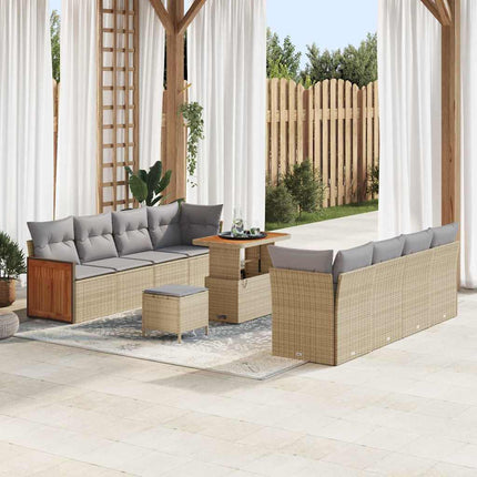 Trädgårdsoffset med kudde 12 pcs Beige och Ljusgrå konstrotting