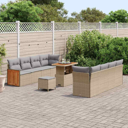 Trädgårdsoffset med kudde 12 pcs Beige och Ljusgrå konstrotting