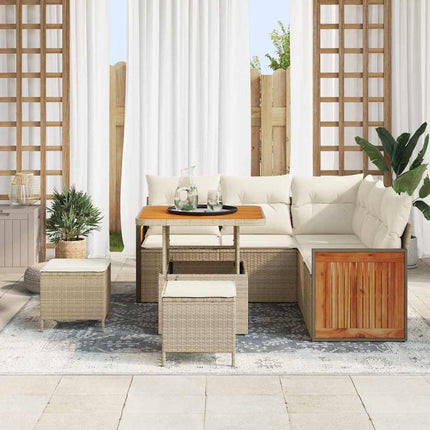 Trädgårdsoffset 9 pcs Beige och gräddfärgad konstrotting