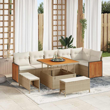 Trädgårdsoffset 11 pcs Beige och gräddfärgad konstrotting