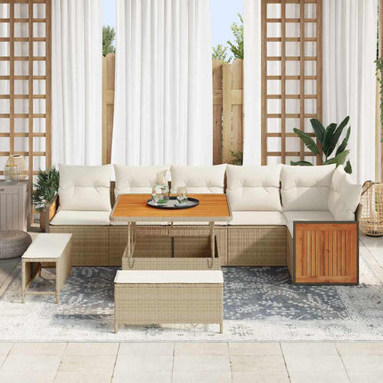 Trädgårdsoffset 11 pcs Beige och gräddfärgad konstrotting
