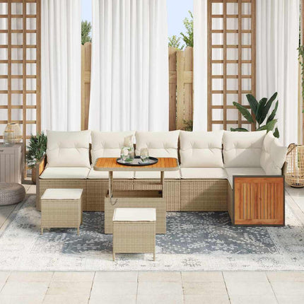 Trädgårdsoffset 11 pcs Beige och gräddfärgad konstrotting