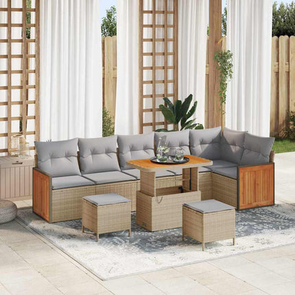 Trädgårdsoffset med kudde 11 pcs Beige och Ljusgrå konstrotting