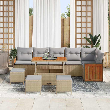 Trädgårdsoffset med kudde 12 pcs Beige och Ljusgrå konstrotting